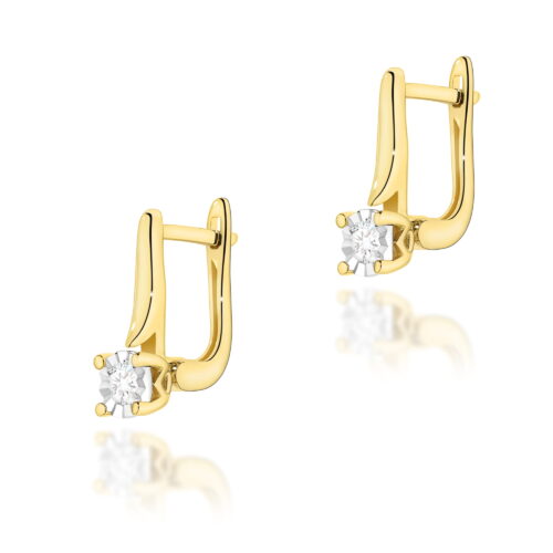 Kolczyki K0065 Diament 2 x 0,08ct żółte złoto