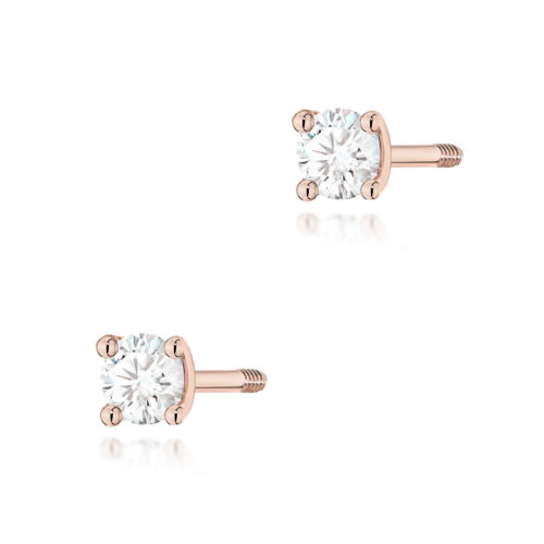 Kolczyki K0066 Diament 2 x 0,04ct różowe złoto sztyft zakręcany