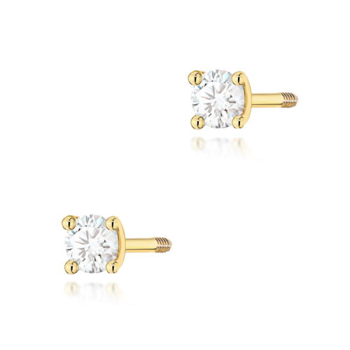 Kolczyki K0066 Diament 2 x 0,04ct żółte złoto sztyft zakręcany