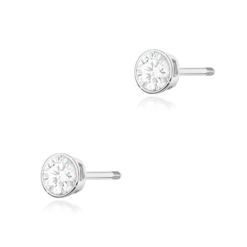 Kolczyki K0067 Diament 2 x 0,10ct białe złoto sztyft zakręcany