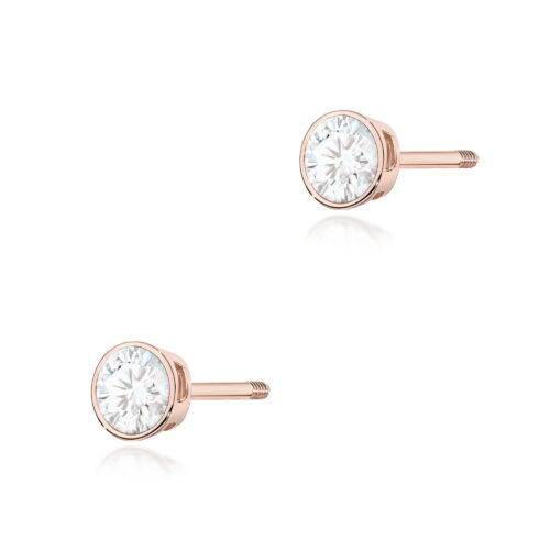 Kolczyki K0067 Diament 2 x 0,10ct różowe złoto sztyft zakręcany
