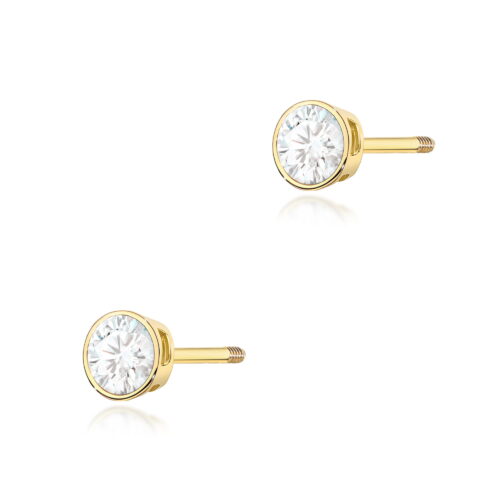 Kolczyki K0067 Diament 2 x 0,10ct żółte złoto sztyft zakręcany