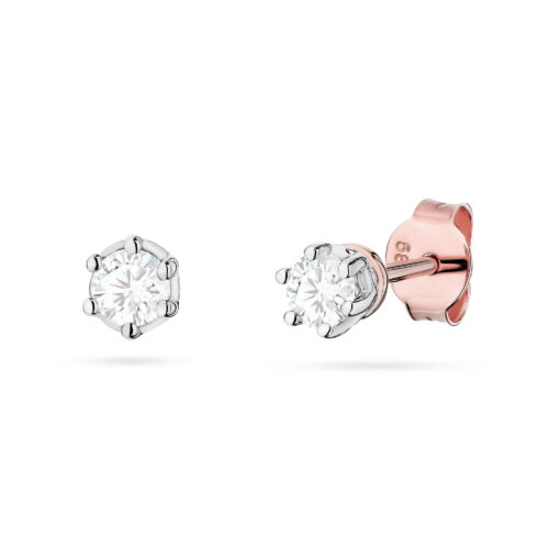 Kolczyki K0068 Diament Laboratoryjny 2 x 0,15ct różowe złoto