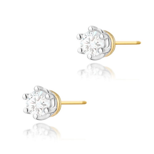 Kolczyki K0068 Diament 2 x 0,15ct żółte złoto sztyft zakręcany