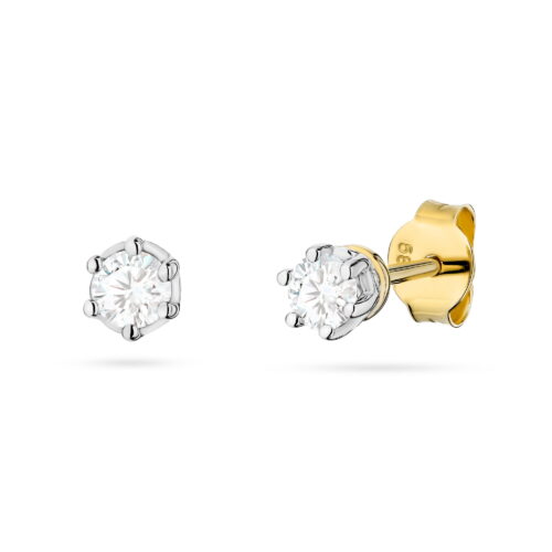 Kolczyki K0068 Diament Laboratoryjny 2 x 0,15ct żółte złoto