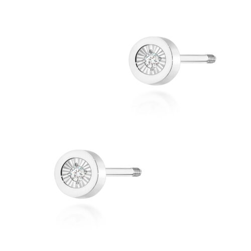 Kolczyki K0071 Diament 2 x 0,0145ct białe złoto sztyft zakręcany
