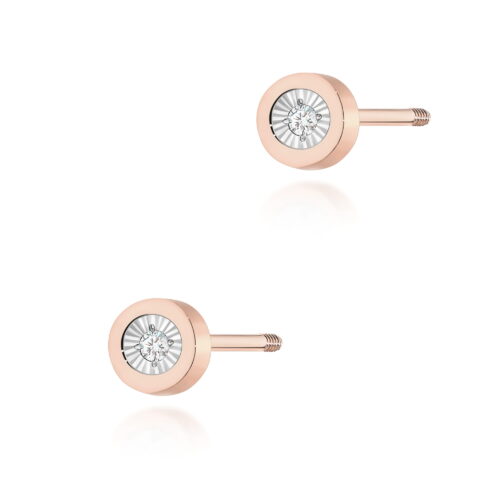 Kolczyki K0071 Diament 2 x 0,0145ct różowe złoto sztyft zakręcany
