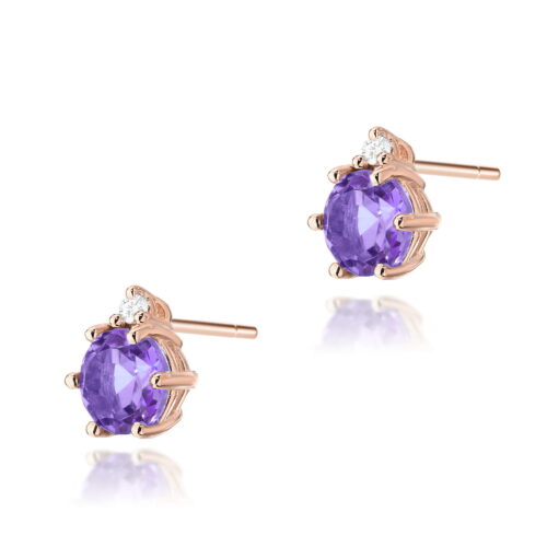 Kolczyki K0076 Ametyst 2 x 0,50ct różowe złoto