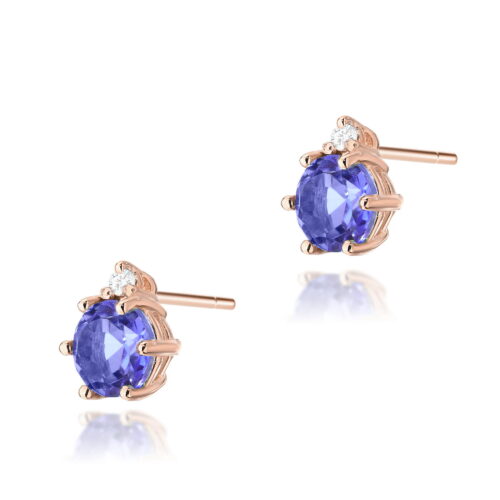 Kolczyki K0076 Tanzanit 2 x 0,50ct różowe złoto