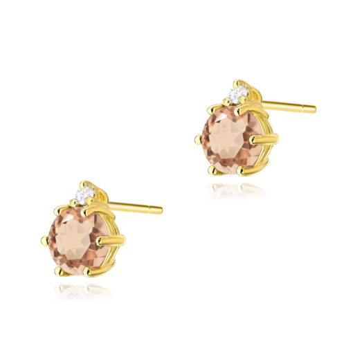 Kolczyki K0076 Morganit 2 x 0,40ct żółte złoto