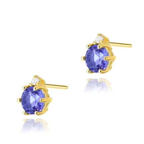 Kolczyki K0076 Tanzanit 2 x 0,50ct żółte złoto