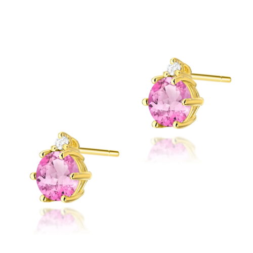 Kolczyki K0076 Różowy Topaz 2 x 0,60ct żółte złoto