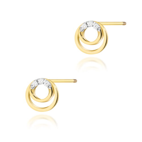 Kolczyki K0078 z diamentami żółte złoto sztyft zakręcany