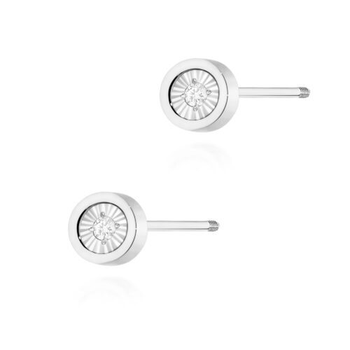 Kolczyki K0081 Diament 2 x 0,08ct białe złoto sztyft zakręcany