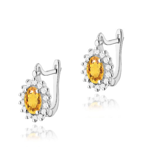 Kolczyki K0182 Cytryn 2 x 0,60ct białe złoto