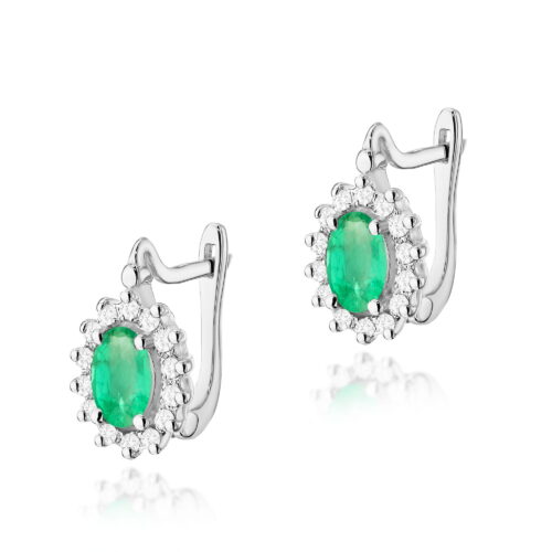 Kolczyki K0182 Szmaragd 2 x 0,40ct białe złoto