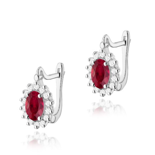 Kolczyki K0182 Rubin 2 x 0,60ct białe złoto