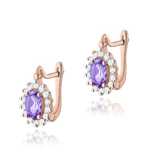 Kolczyki K0182 Ametyst 2 x 0,40ct różowe złoto
