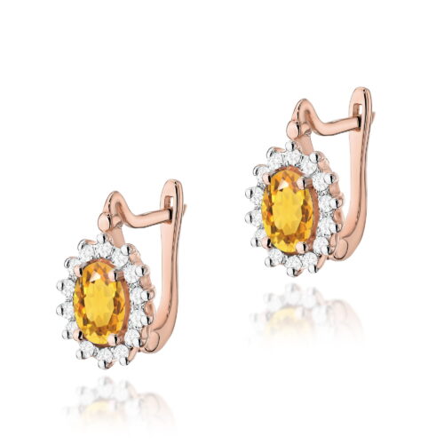 Kolczyki K0182 Cytryn 2 x 0,60ct różowe złoto