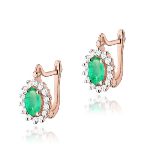 Kolczyki K0182 Szmaragd 2 x 0,40ct różowe złoto