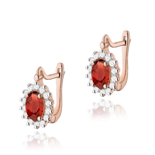 Kolczyki K0182 Granat 2 x 0,50ct różowe złoto