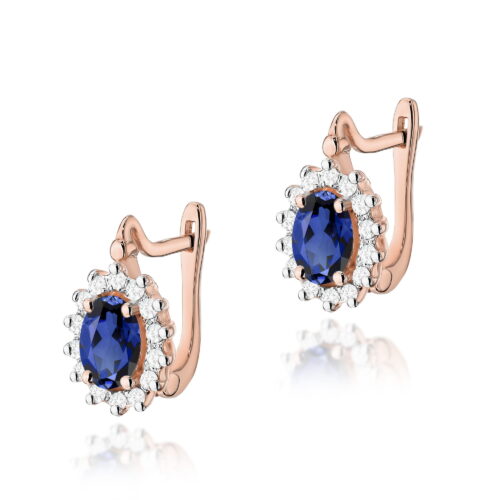 Kolczyki K0182 Szafir 2 x 0,70ct różowe złoto