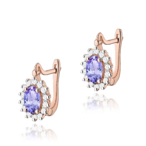 Kolczyki K0182 Tanzanit 2 x 0,40ct różowe złoto