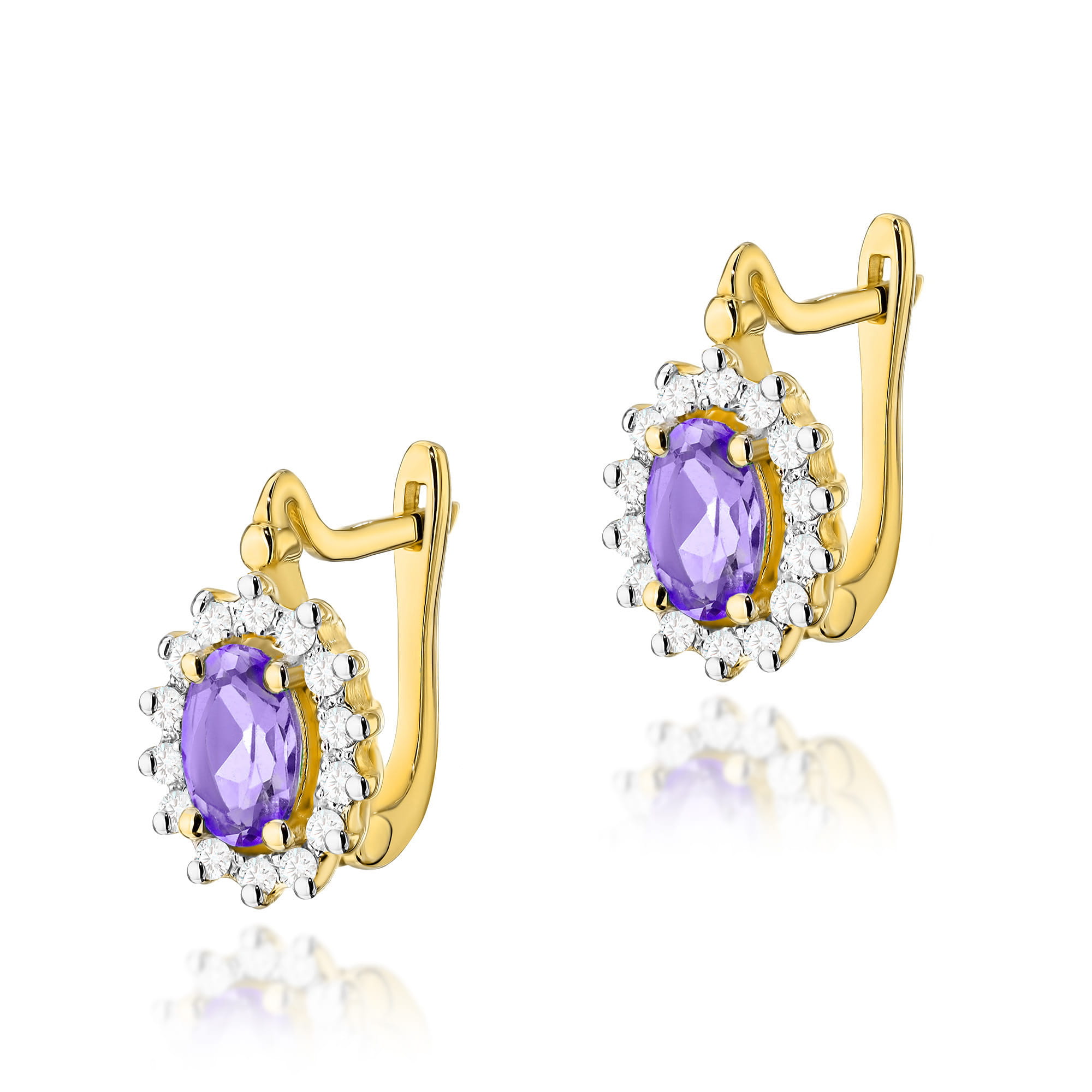 Kolczyki K0182 Ametyst 2 x 0,40ct żółte złoto