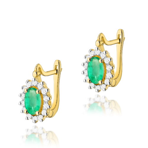 Kolczyki K0182 Szmaragd 2 x 0,40ct żółte złoto