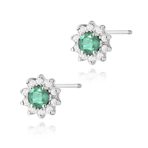 Kolczyki K0185 Szmaragd 2 x 0,15ct białe złoto sztyft zakręcany