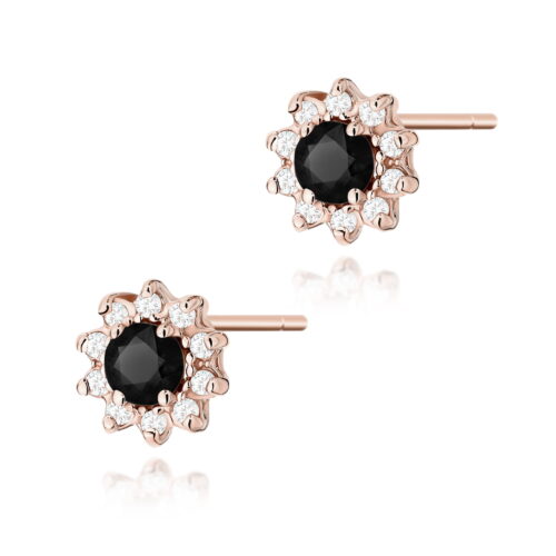 Kolczyki K0185 Czarny Diament 2 x 0,12ct różowe złoto
