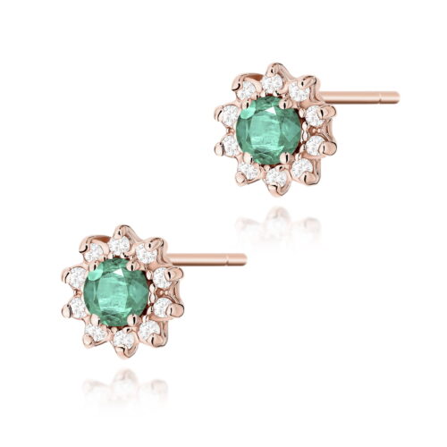 Kolczyki K0185 Szmaragd 2 x 0,15ct różowe złoto