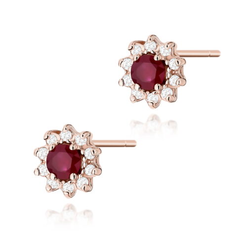 Kolczyki K0185 Rubin 2 x 0,15ct różowe złoto