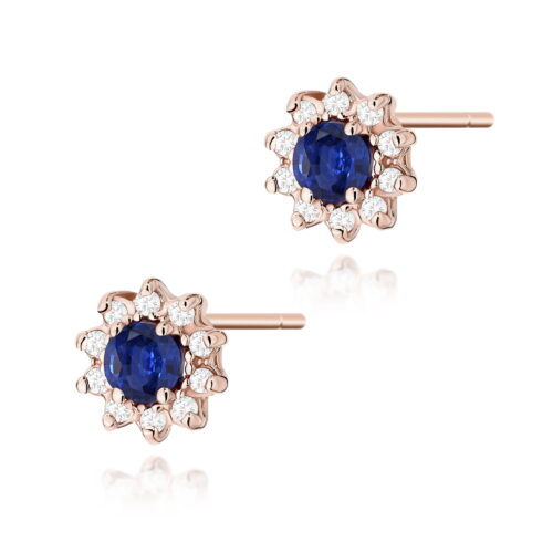Kolczyki K0185 Szafir 2 x 0,15ct różowe złoto