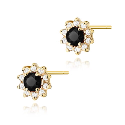 Kolczyki K0185 Czarny Diament 2 x 0,12ct żółte złoto