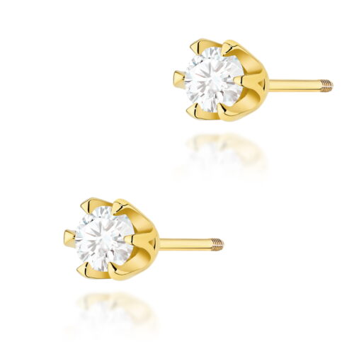 Kolczyki K0220 Diament 2 x 0,30ct żółte złoto sztyft zakręcany