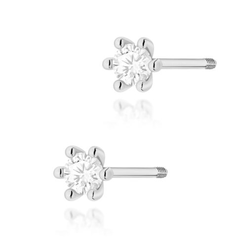 Kolczyki K0222 Diament 2 x 0,08ct białe złoto sztyft zakręcany