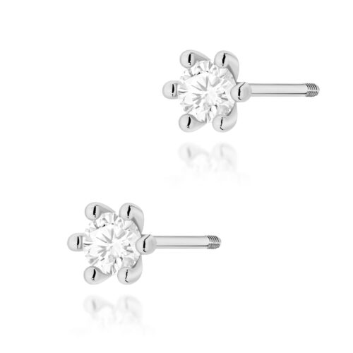 Kolczyki K0222 Diament 2 x 0,15ct białe złoto sztyft zakręcany