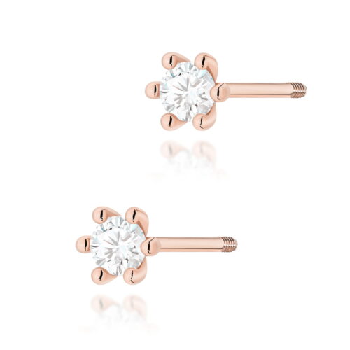 Kolczyki K0222 Diament 2 x 0,10ct różowe złoto sztyft zakręcany