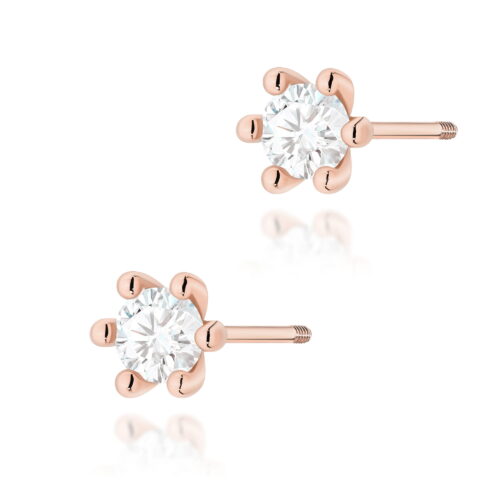 Kolczyki K0222 Diament 2 x 0,30ct różowe złoto sztyft zakręcany