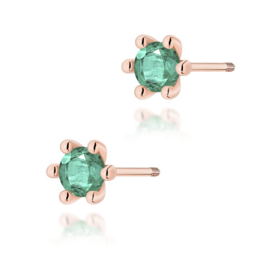Kolczyki K0222 Szmaragd 2 x 0,30ct różowe złoto sztyft zakręcany