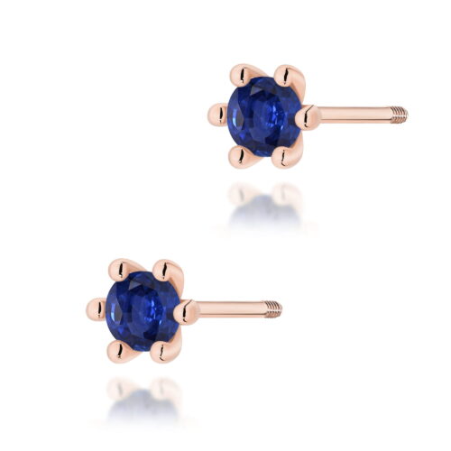 Kolczyki K0222 Szafir 2 x 0,15ct różowe złoto sztyft zakręcany