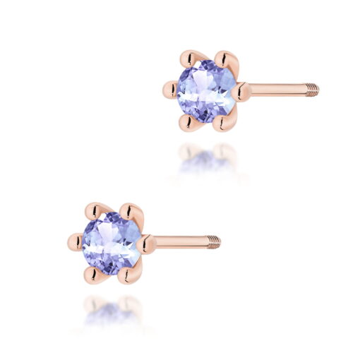Kolczyki K0222 Tanzanit 2 x 0,15ct różowe złoto sztyft zakręcany