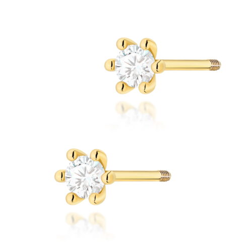 Kolczyki K0222 Diament 2 x 0,10ct żółte złoto sztyft zakręcany