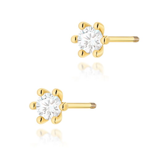 Kolczyki K0222 Diament 2 x 0,15ct żółte złoto sztyft zakręcany