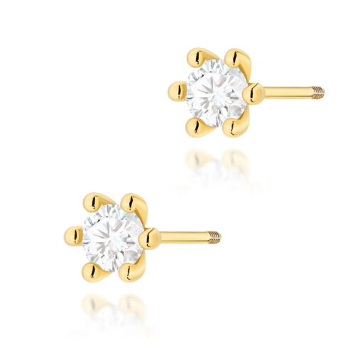 Kolczyki K0222 Diament 2 x 0,30ct żółte złoto sztyft zakręcany