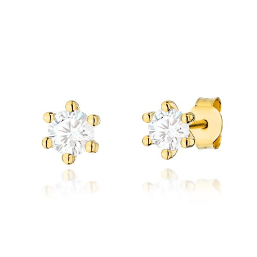 Kolczyki K0222 Diament Laboratoryjny 2 x 0,10ct żółte złoto
