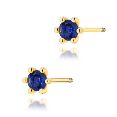 Kolczyki K0222 Szafir 2 x 0,15ct żółte złoto sztyft zakręcany