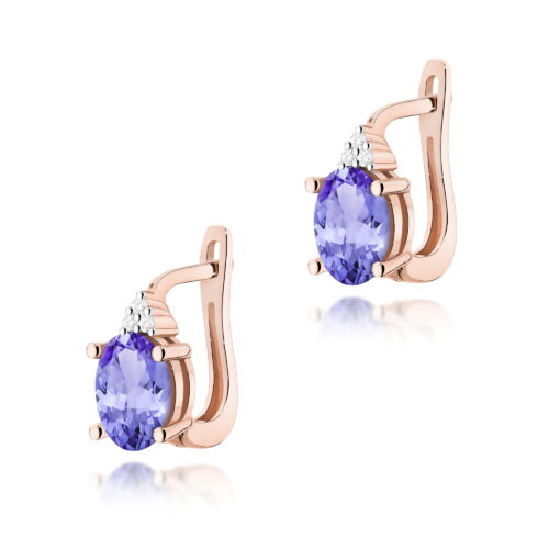 Kolczyki K0308 Tanzanit 2 x 0,70ct różowe złoto