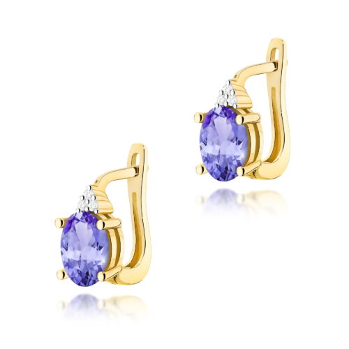 Kolczyki K0308 Tanzanit 2 x 0,70ct żółte złoto